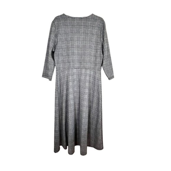 Retro Plaid Tweed Dress XL Black Preppy Academia Neutral Festive Holiday Classic - Picture 7 of 9